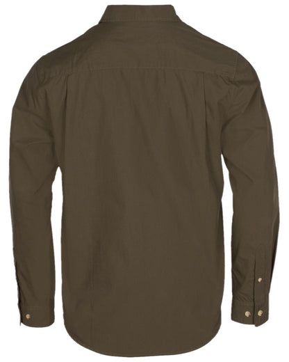 Moss Green Coloured Pinewood Mens Safari Long Sleeve Shirt on white background 