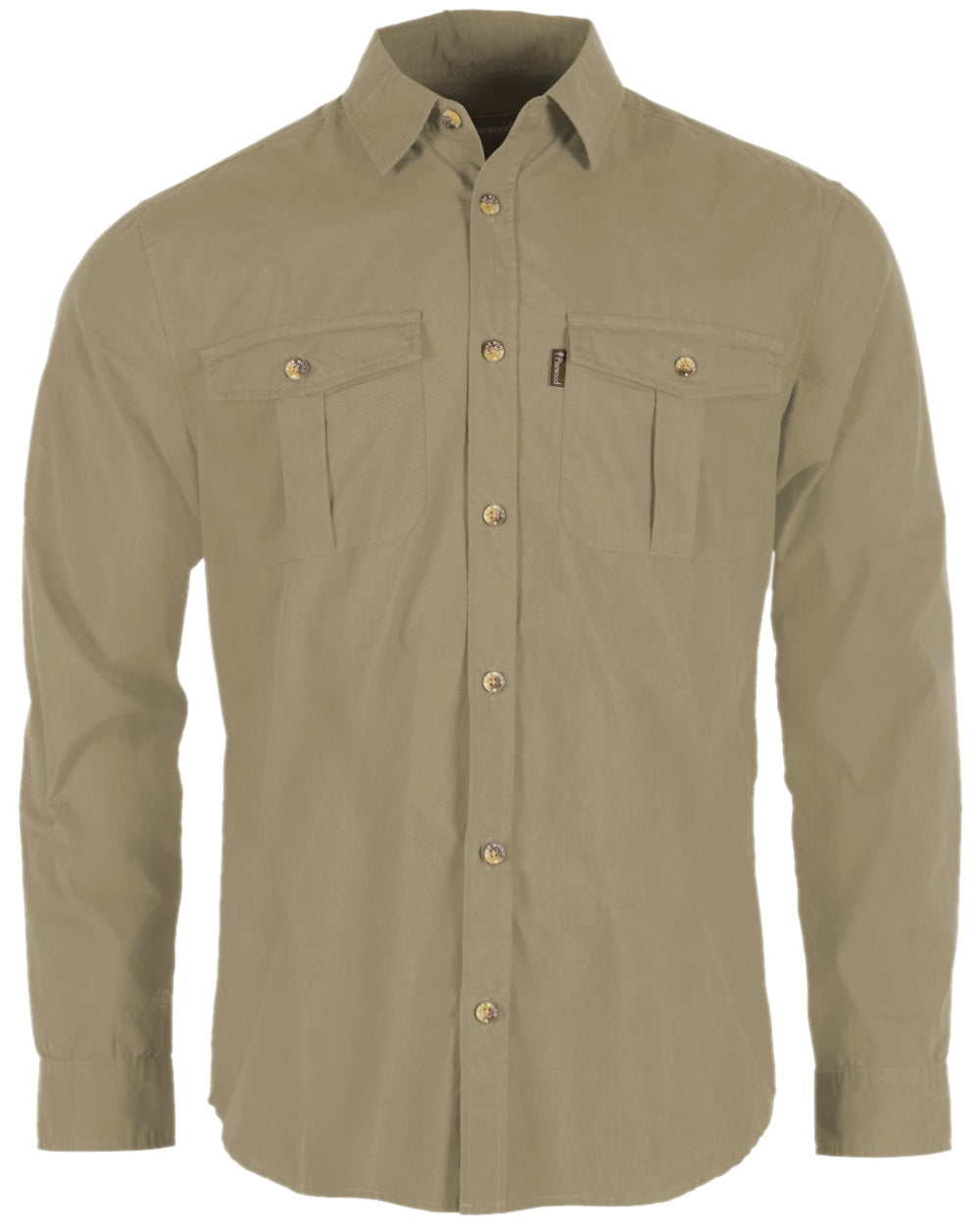 Sandstone Coloured Pinewood Mens Safari Long Sleeve Shirt on white background 