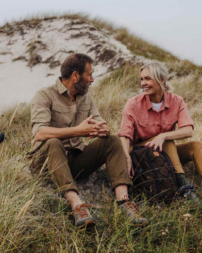 Sandstone Coloured Pinewood Mens Safari Long Sleeve Shirt on outdoor background 