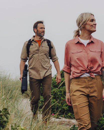Sandstone Coloured Pinewood Mens Safari Long Sleeve Shirt on outdoor background 