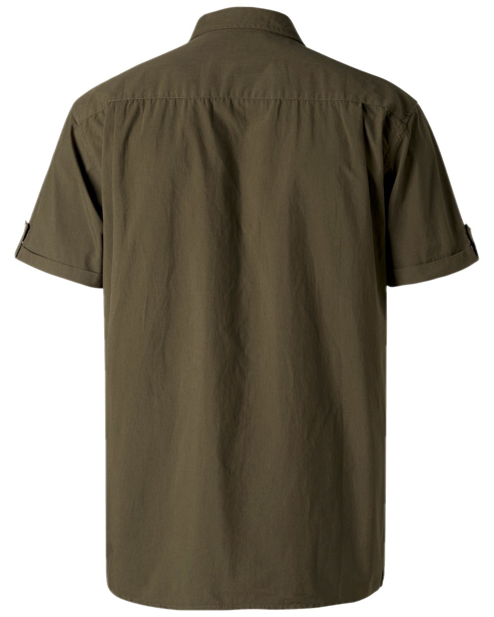 Moss Green Coloured Pinewood Mens Safari Short Sleeve Shirt on white background 