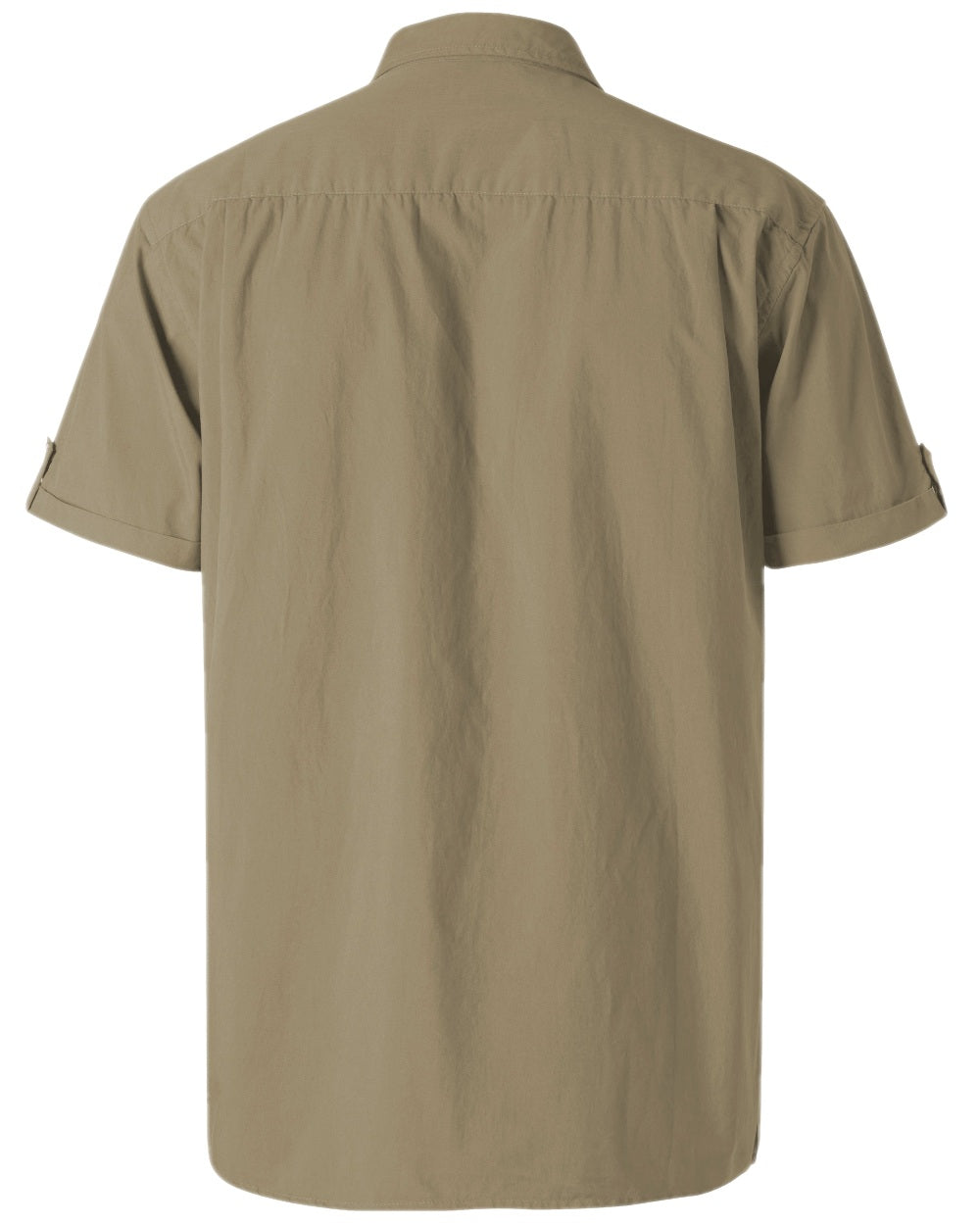 Sandstone Coloured Pinewood Mens Safari Short Sleeve Shirt on white background 