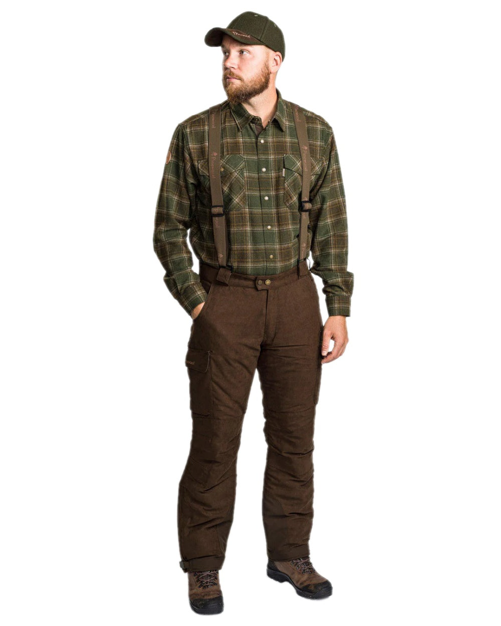 Suede Brown Coloured Pinewood Mens Smaland Abisko 2.0 Hunting Trousers on white background 