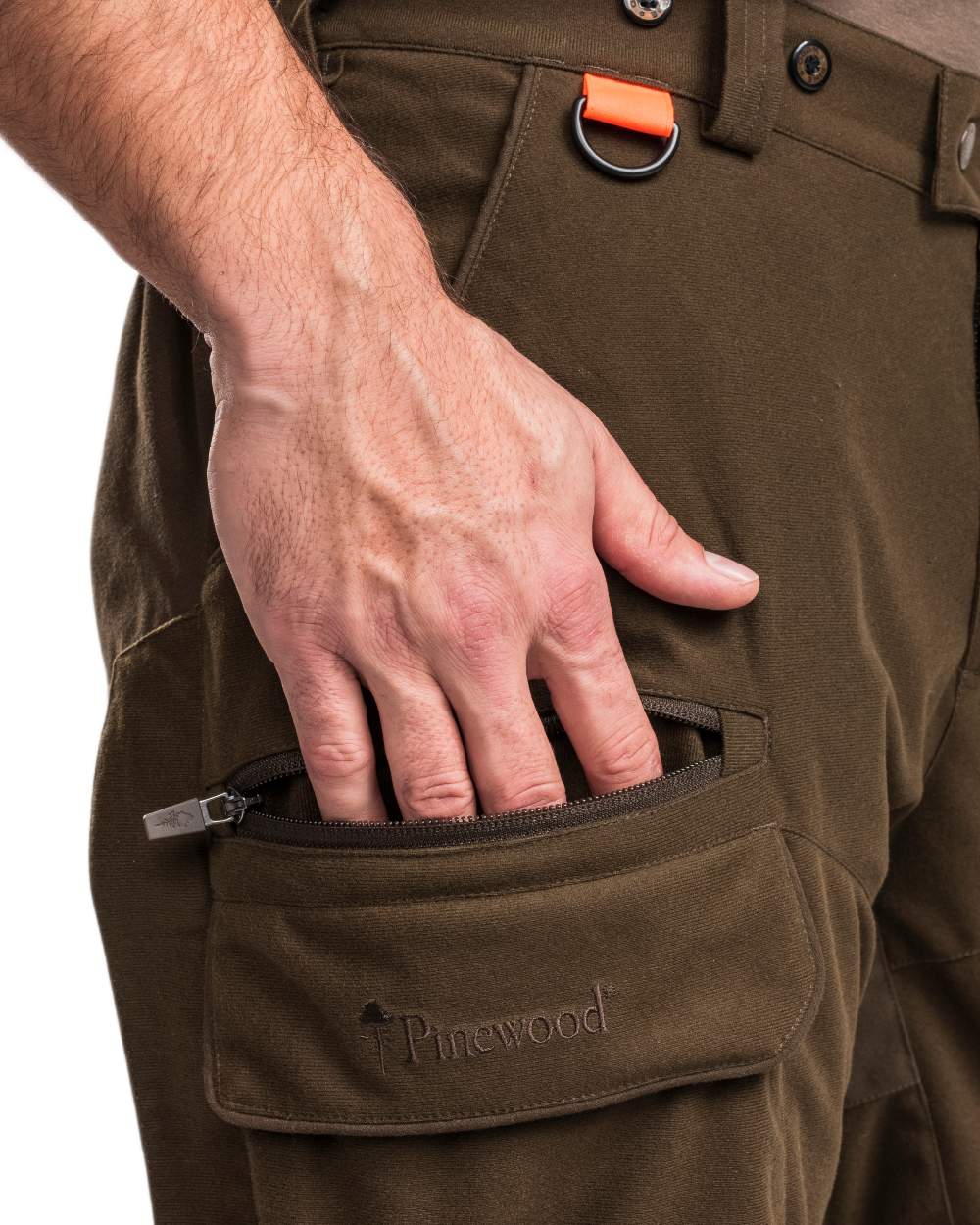 Hunting Green coloured Pinewood Mens Smaland Forest Trousers on white background 
