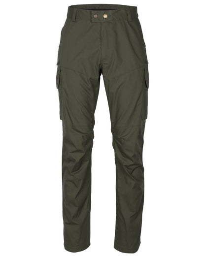 Moss Green coloured Pinewood Mens Smaland Hunters Insectsafe Trousers on white background 