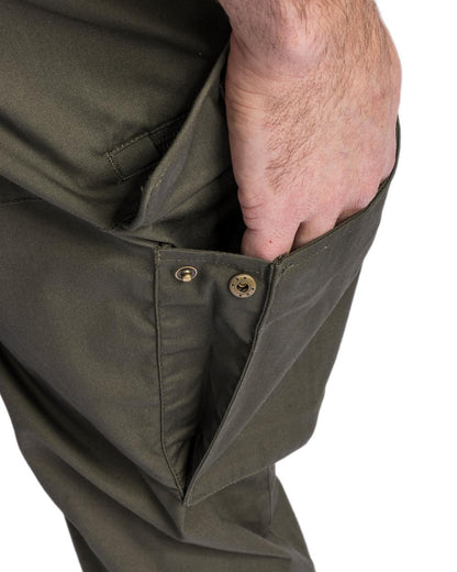 Moss Green coloured Pinewood Mens Smaland Hunters Insectsafe Trousers on white background 