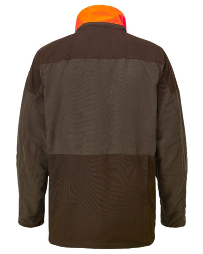 Suede Brown Coloured Pinewood Mens Smaland Hunters Jacket on forest background 