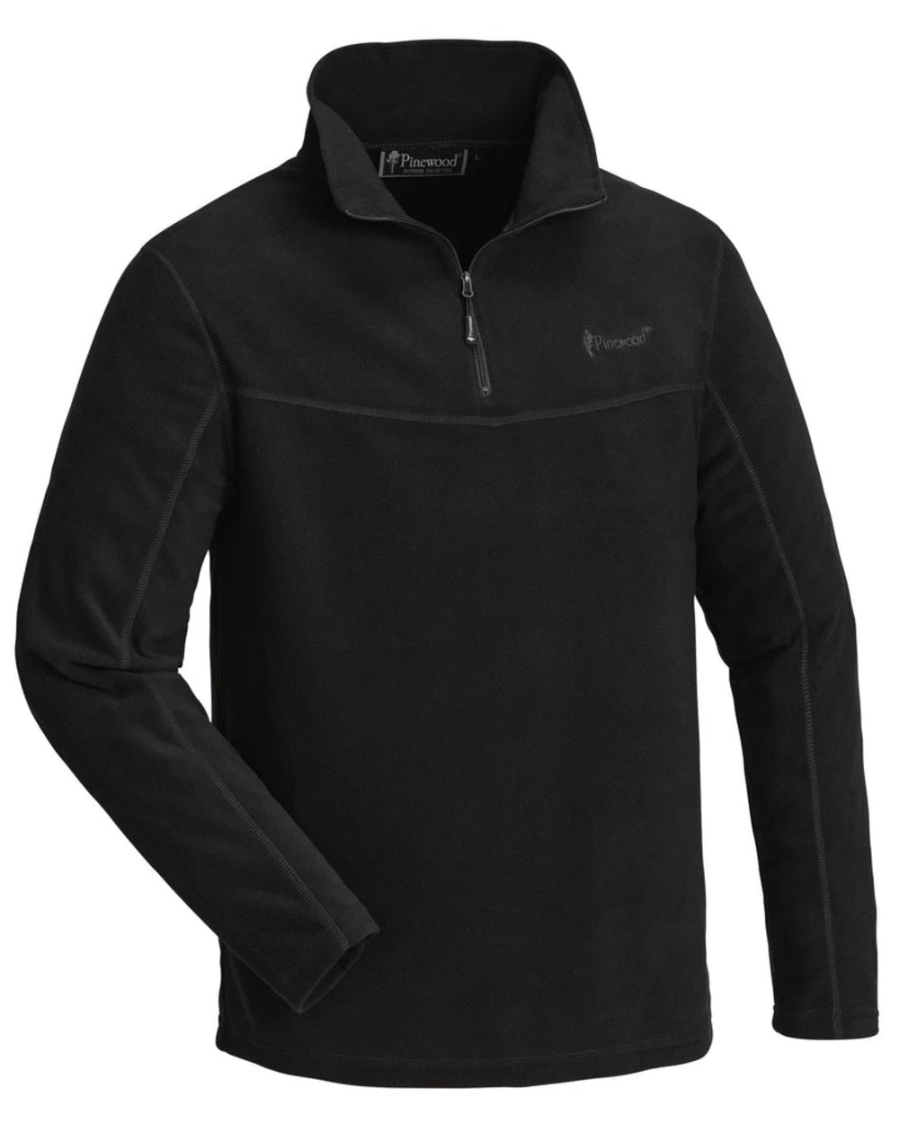 Black coloured Pinewood Mens Tiveden Fleece Sweater on white background 