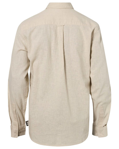 Linen Beige coloured Pinewood Mens Varnamo InsectSafe Hemp Mix Long Sleeve Shirt on white background 