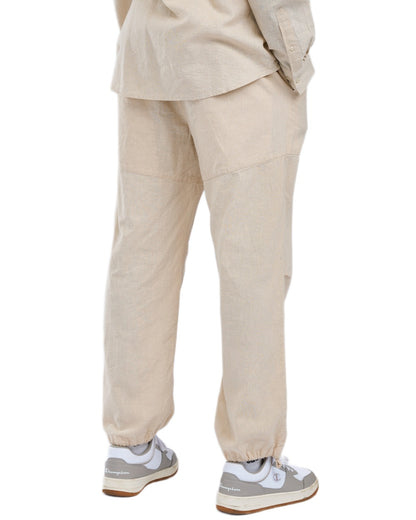 Linen Beige coloured Pinewood Mens Varnamo InsectSafe Hemp Mix Trousers on white background 