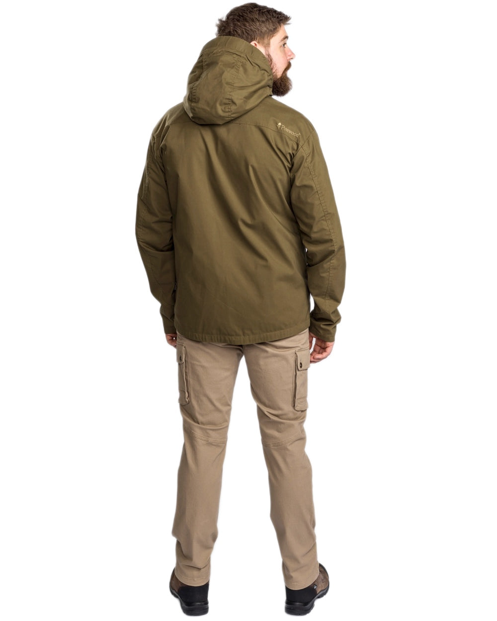 Hunting Olive coloured Pinewood Mens Varnamo Light Jacket on white background 