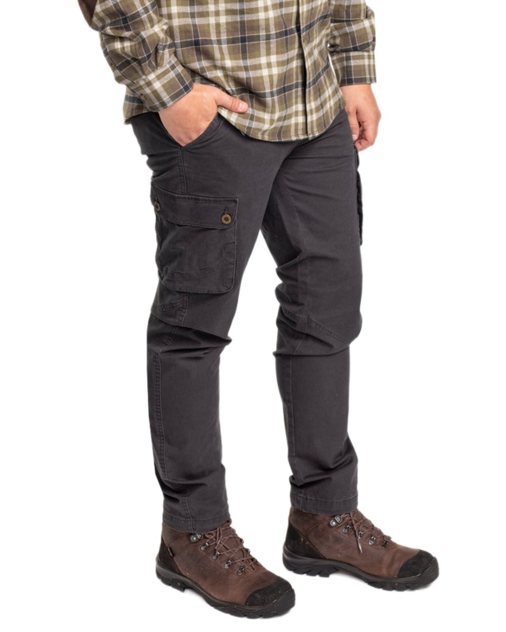 Dark Anthracite Coloured Pinewood Mens Värnamo Serengeti Trousers on white background 