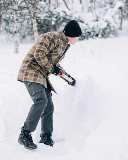 Dark Anthracite Coloured Pinewood Mens Värnamo Serengeti Trousers on snow background 