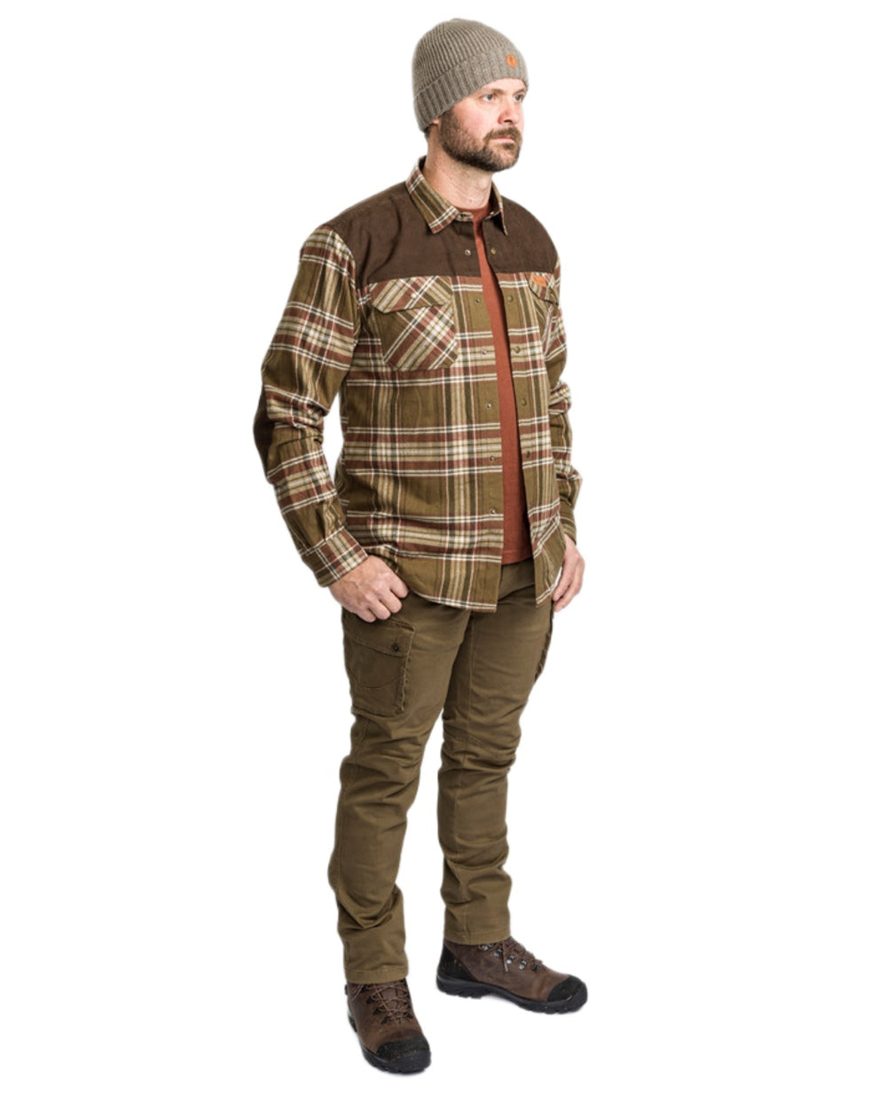 Hunting Olive Coloured Pinewood Mens Värnamo Serengeti Trousers on white background 