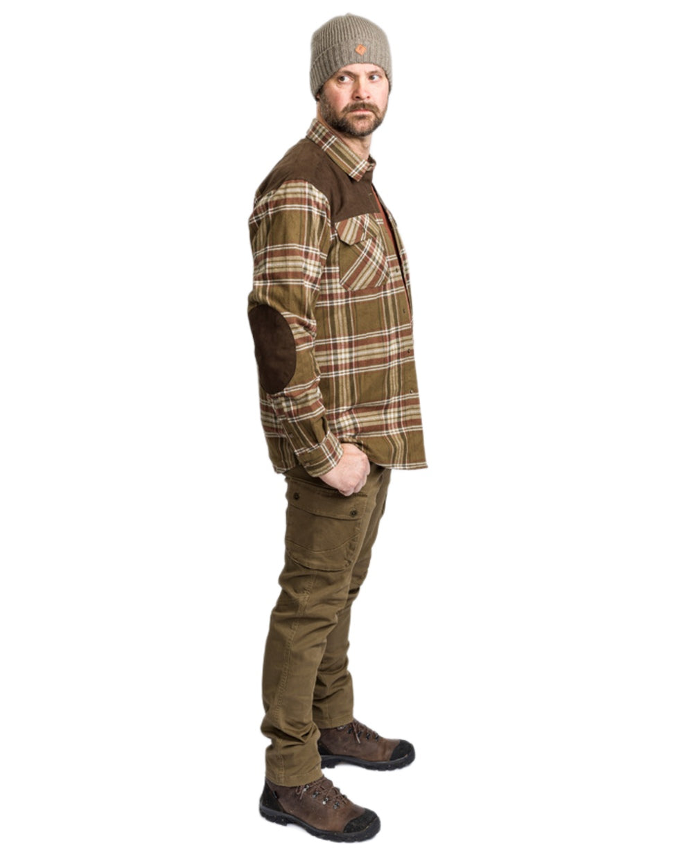 Hunting Olive Coloured Pinewood Mens Värnamo Serengeti Trousers on white background 
