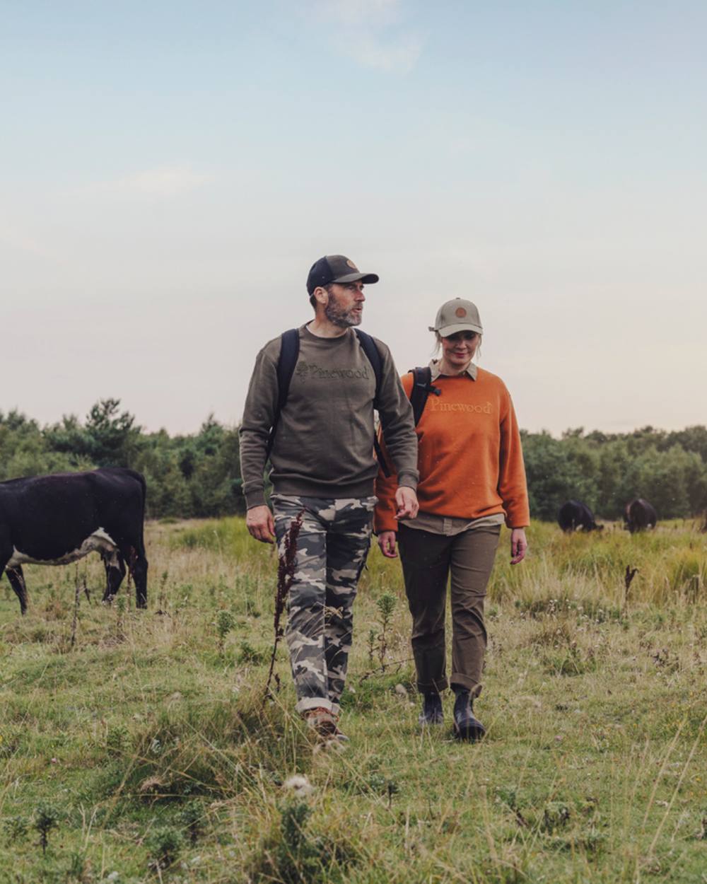 Khaki Camouflage Coloured Pinewood Mens Värnamo Serengeti Trousers on forest background 