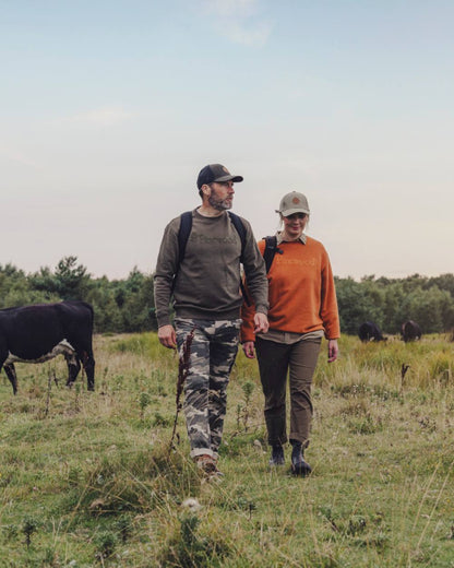 Khaki Camouflage Coloured Pinewood Mens Värnamo Serengeti Trousers on forest background 