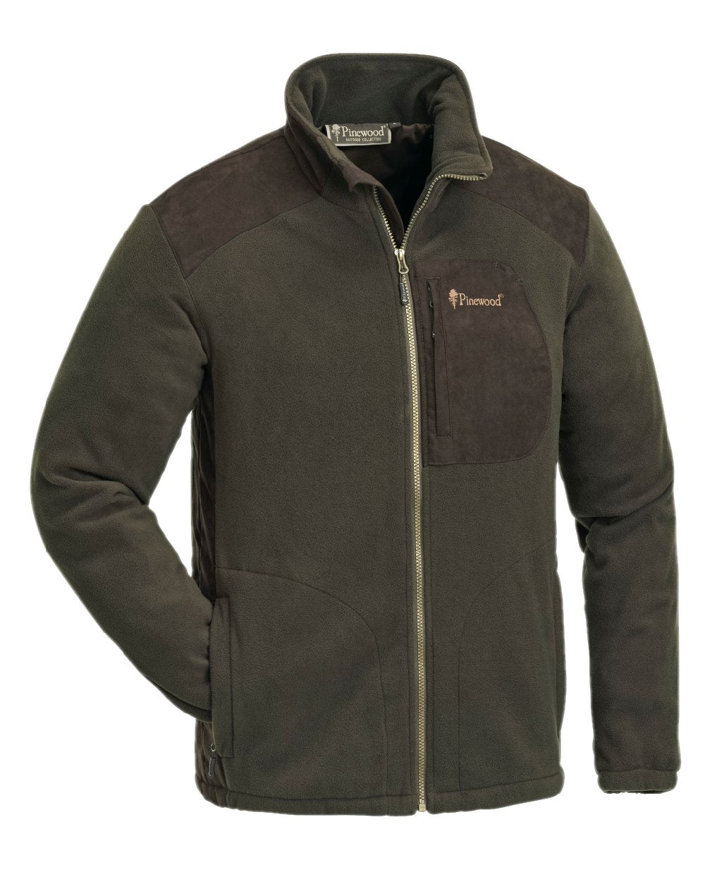 Hunting Brown Suede Brown Coloured Pinewood Mens Wildmark Membrane Fleece Jacket on white background 