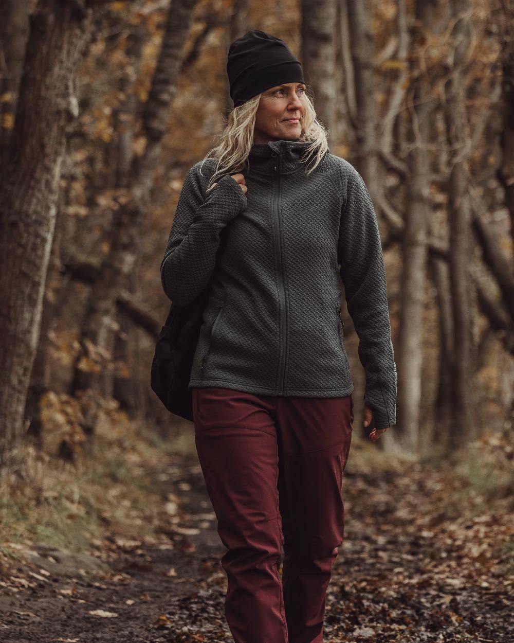 Black Coloured Pinewood Merino Wool Beanie on outdoor background 