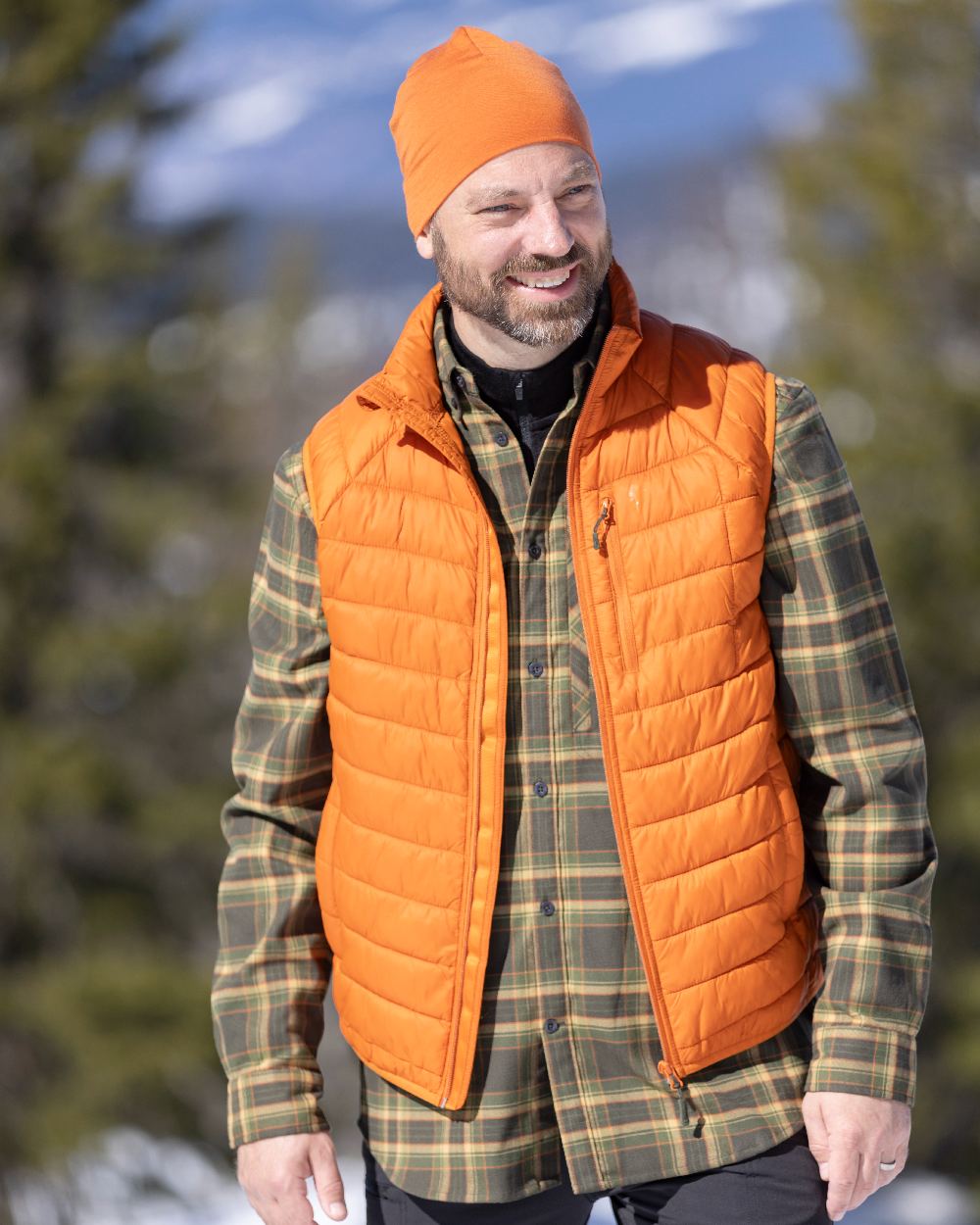Burned Orange Coloured Pinewood Merino Wool Beanie on outdoor background 