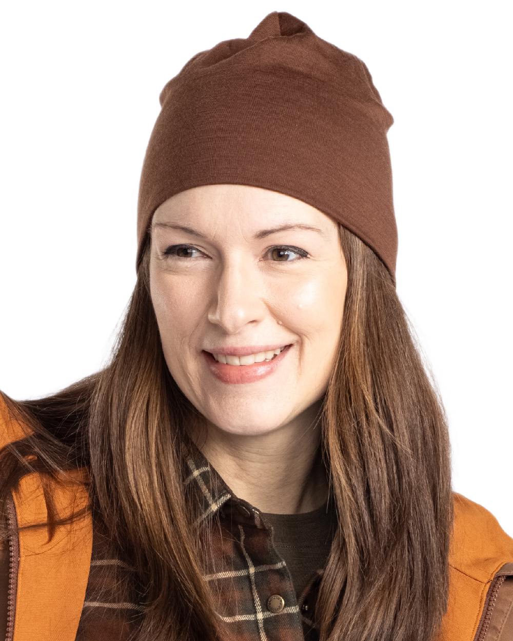 Nougat Coloured Pinewood Merino Wool Beanie on white background 