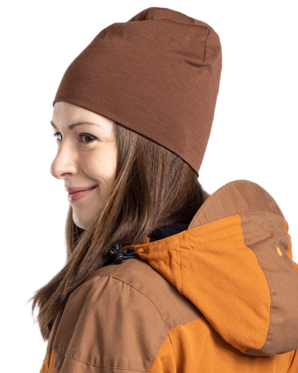 Nougat Coloured Pinewood Merino Wool Beanie on white background 