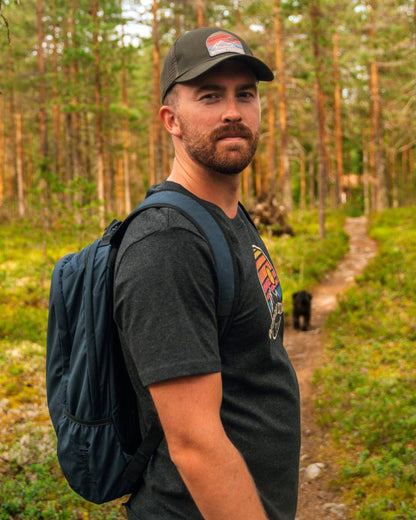 Moss Green Coloured Pinewood Mesh Cap on outdoor background 