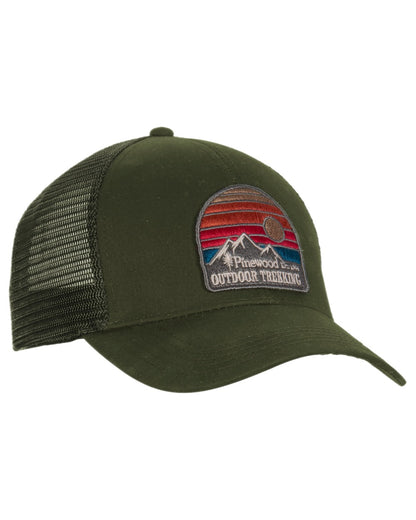 Moss Green Coloured Pinewood Mesh Cap on white background 