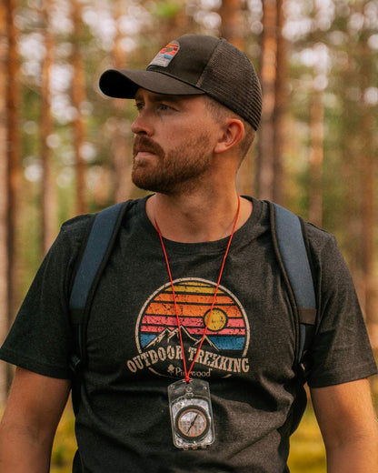 Moss Green Coloured Pinewood Mesh Cap on outdoor background 