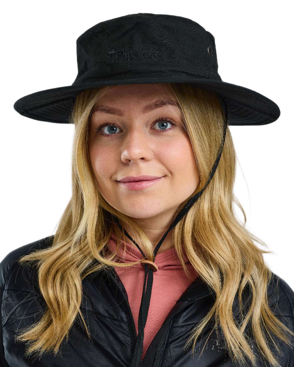 Black Coloured Pinewood Mosquito Hat on white background 