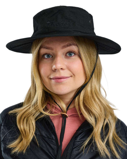 Black Coloured Pinewood Mosquito Hat on white background 