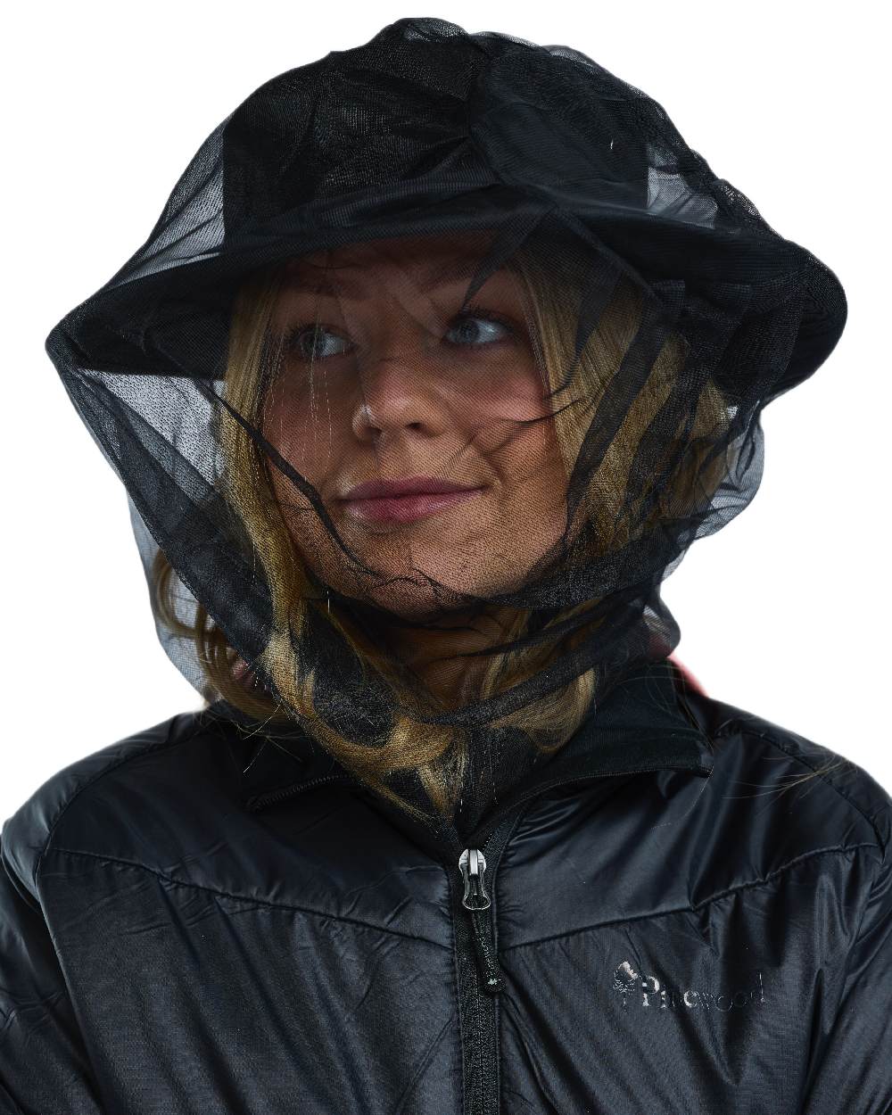 Black Coloured Pinewood Mosquito Hat on white background 
