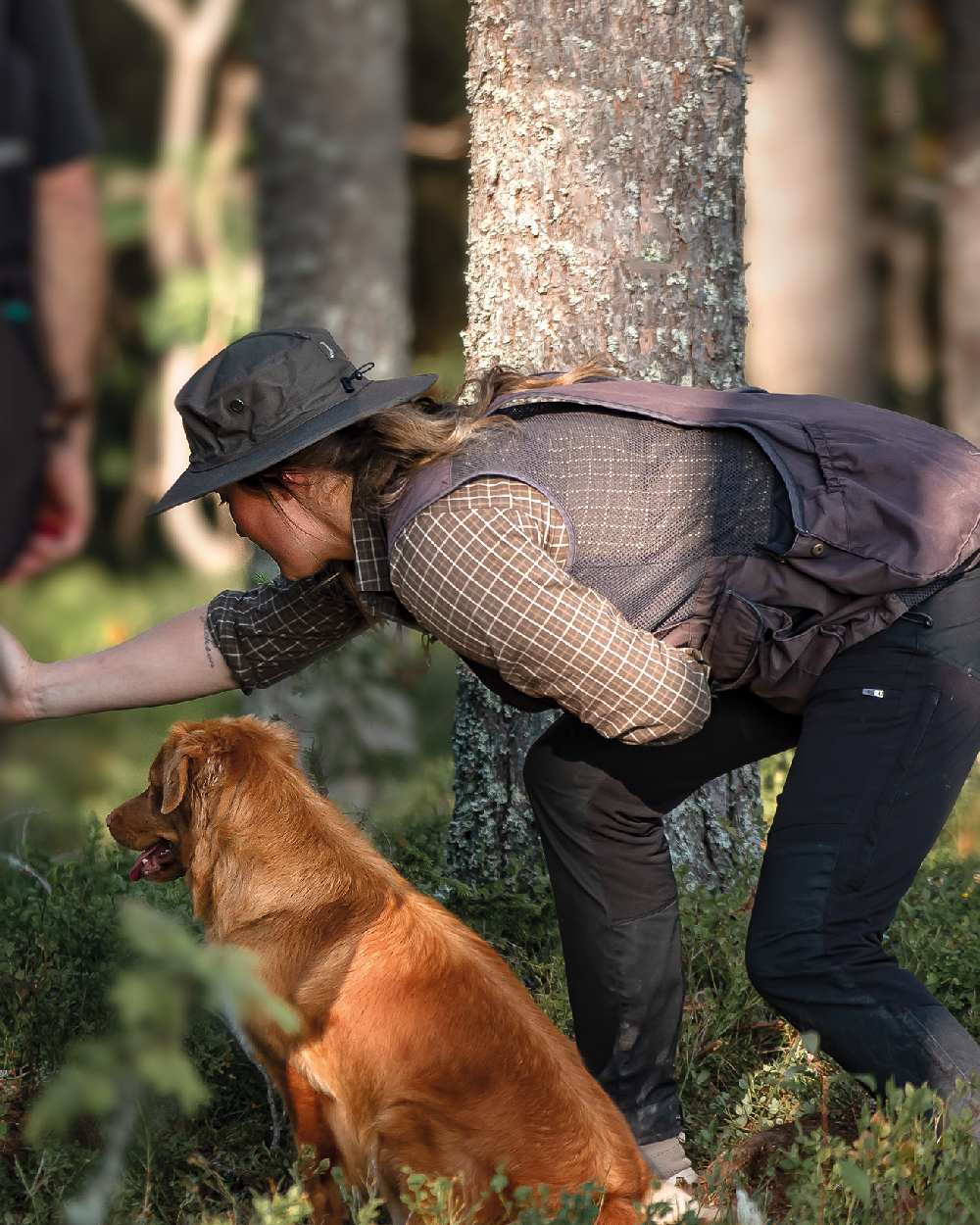 Moss Green Coloured Pinewood Mosquito Hat on outdoor background 