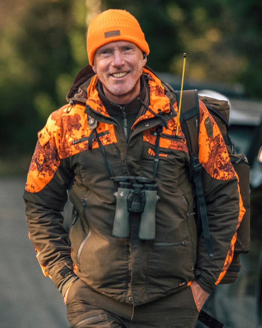 Orange Coloured Pinewood New Stoten Hat on outdoor background 