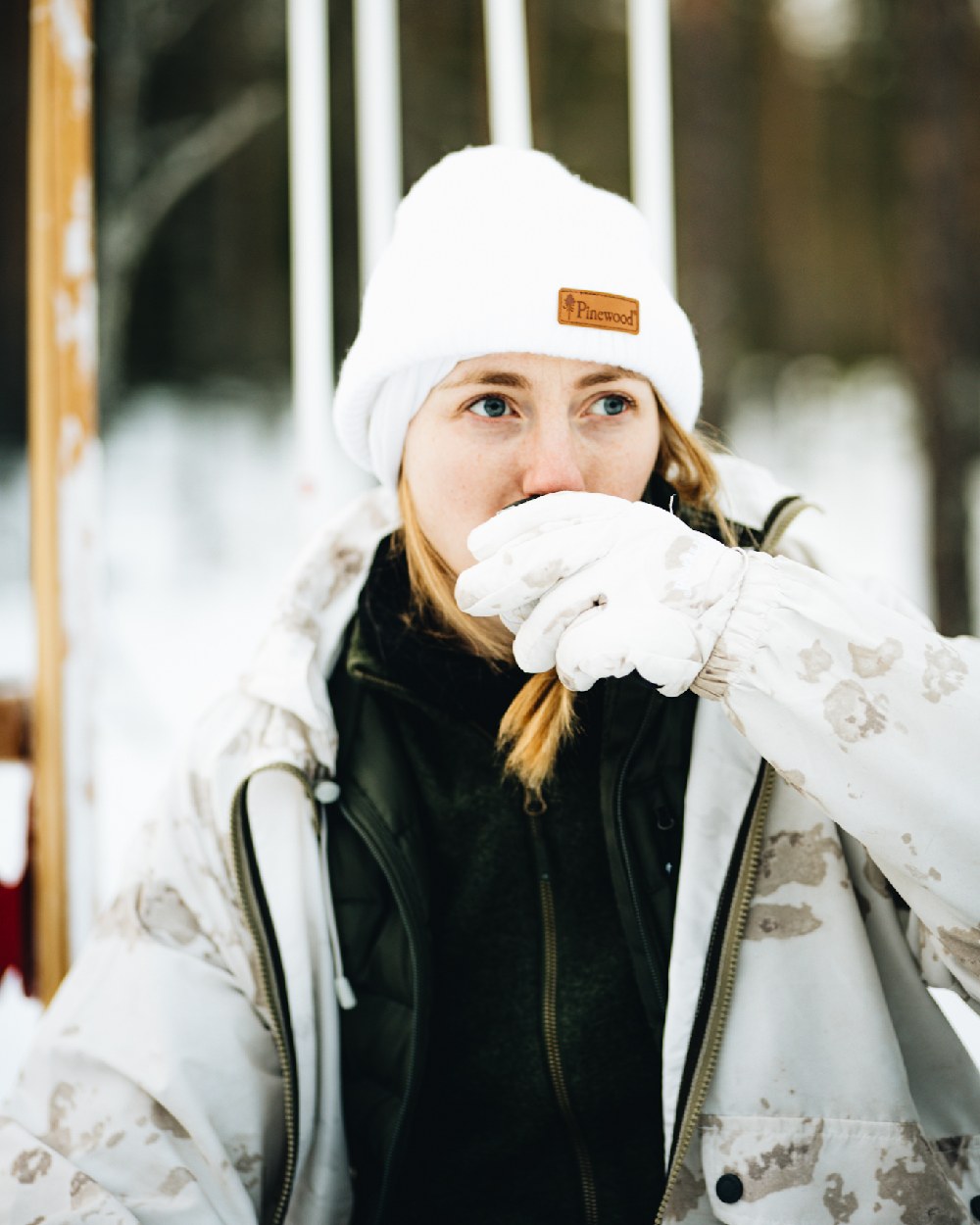 White Coloured Pinewood New Stoten Hat on outdoor background 