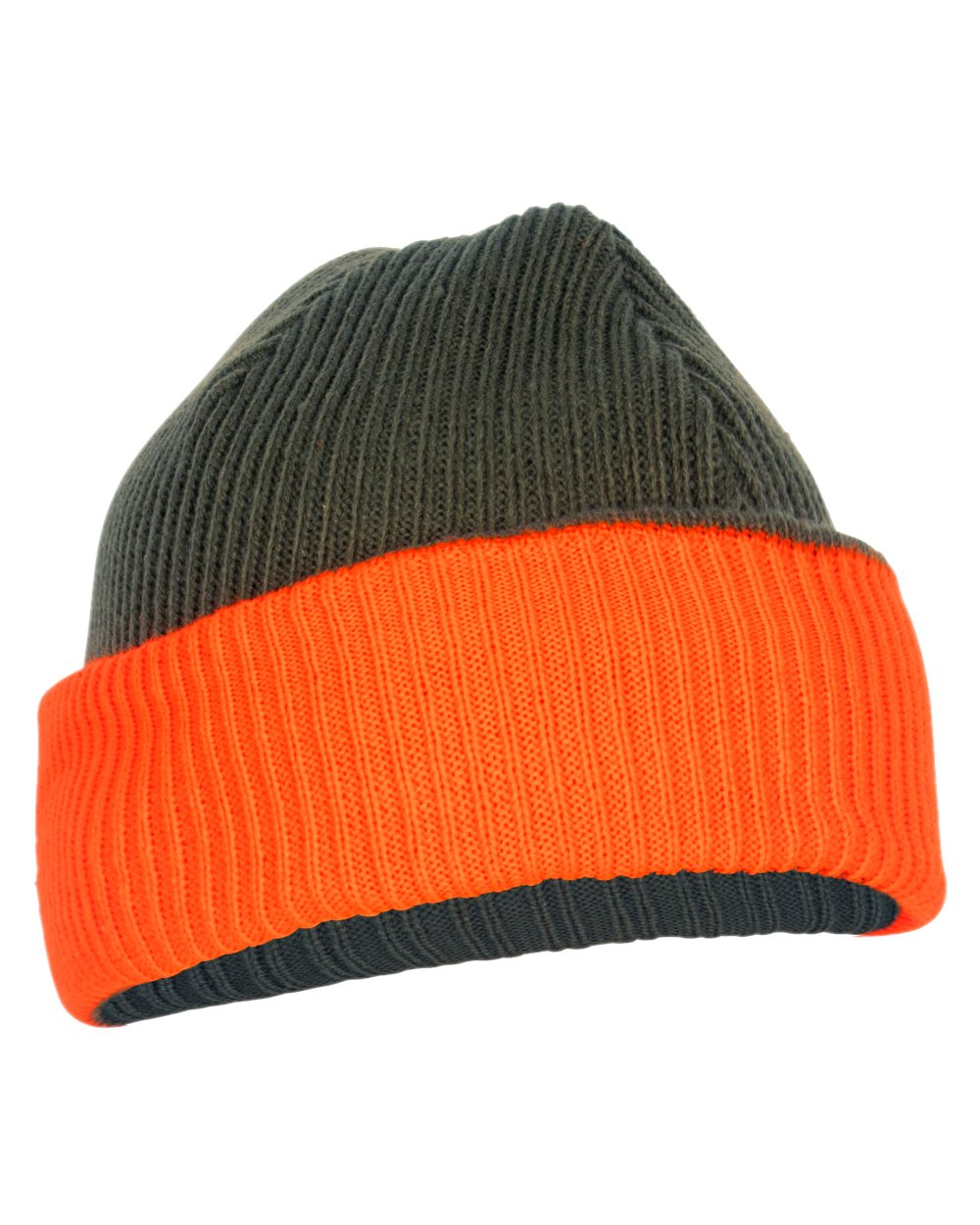 Mossgreen Orange Coloured Pinewood Smaland Reversible Hunters Hat on white background 