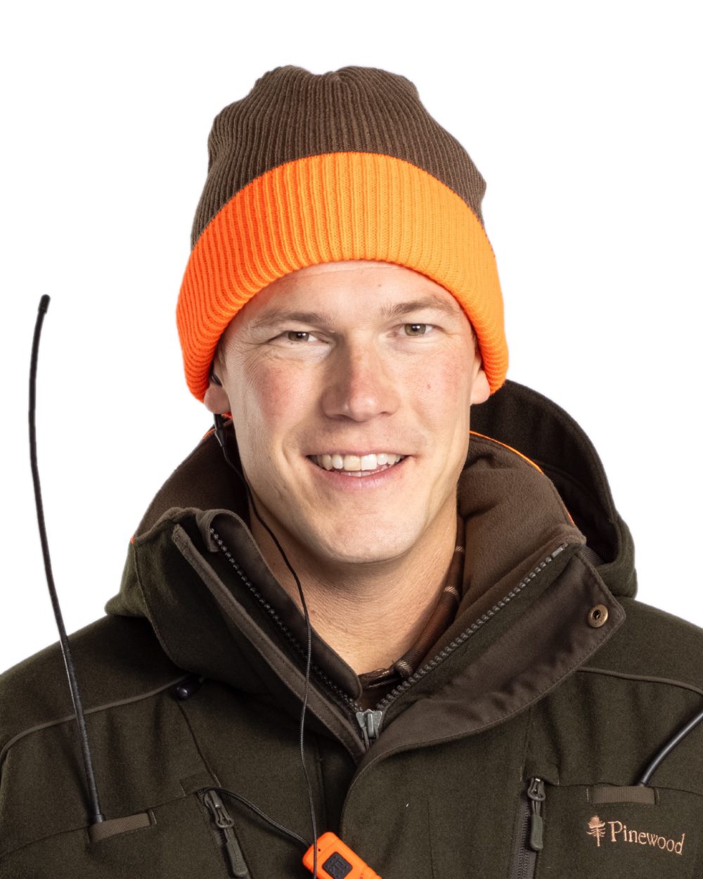 Mossgreen Orange Coloured Pinewood Smaland Reversible Hunters Hat on white background 