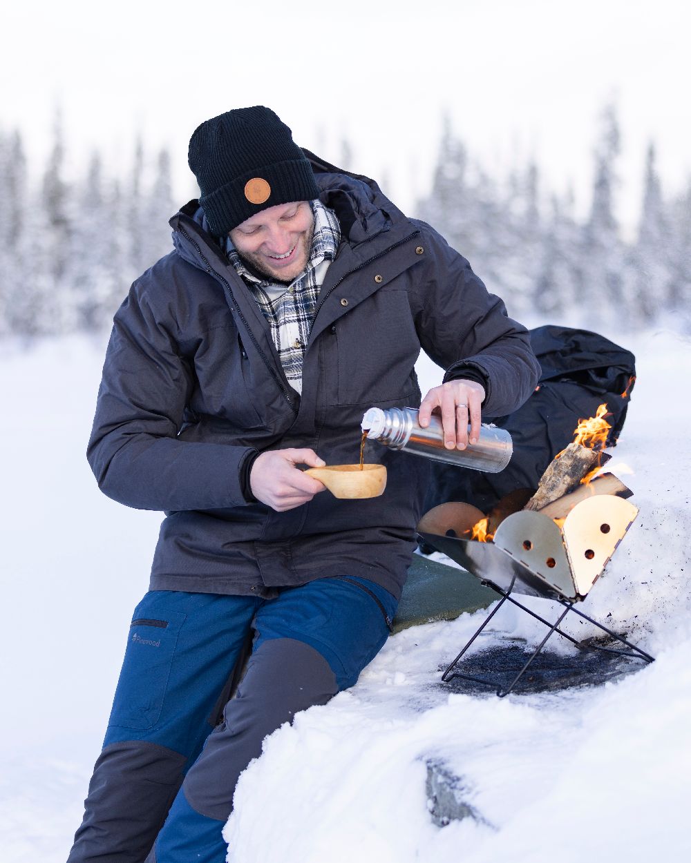 Black Coloured Pinewood Windy Hat on outdoor background 