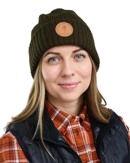 Moss Green Coloured Pinewood Windy Hat on white background 