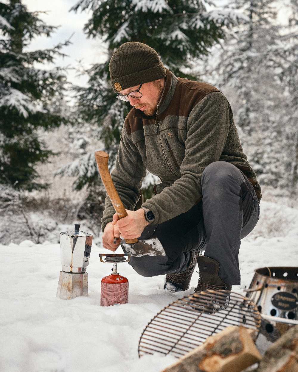 Moss Green Coloured Pinewood Windy Hat on outdoor background 