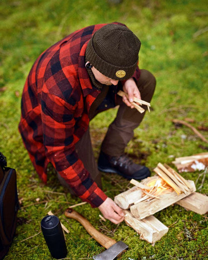 Moss Green Coloured Pinewood Windy Hat on outdoor background 