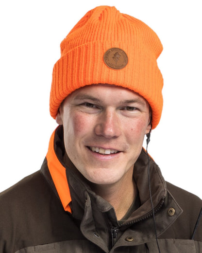 Orange Coloured Pinewood Windy Hat on white background 