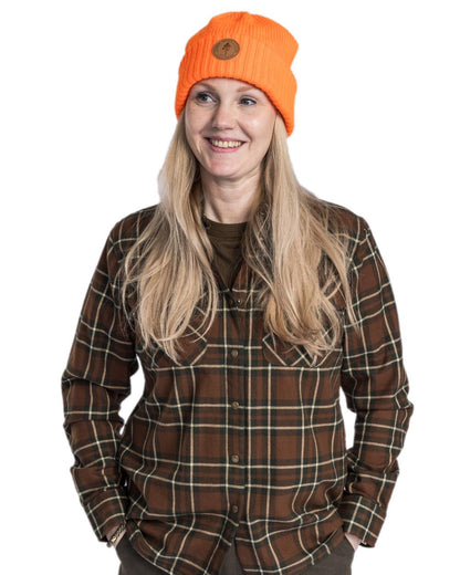 Orange Coloured Pinewood Windy Hat on white background 