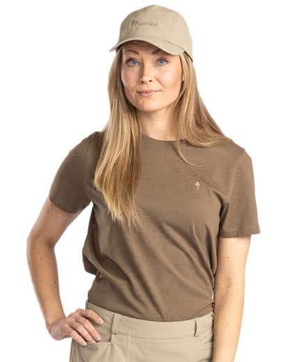 Green Hunter Brown Khaki coloured Pinewood Womens 3 Pack T-Shirt on white background 