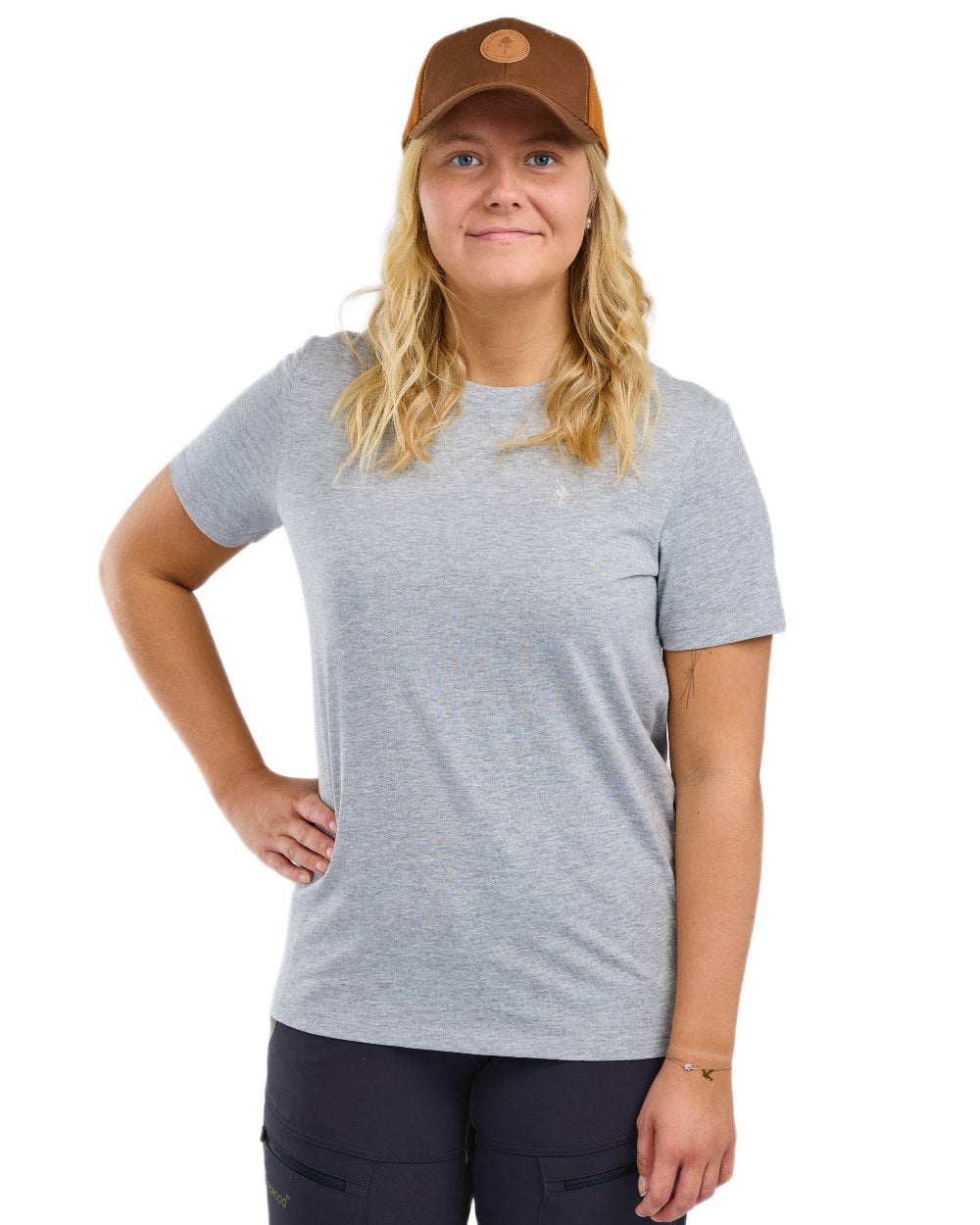 Grey Melange Dark Pink Black coloured Pinewood Womens 3 Pack T-Shirt on white background 