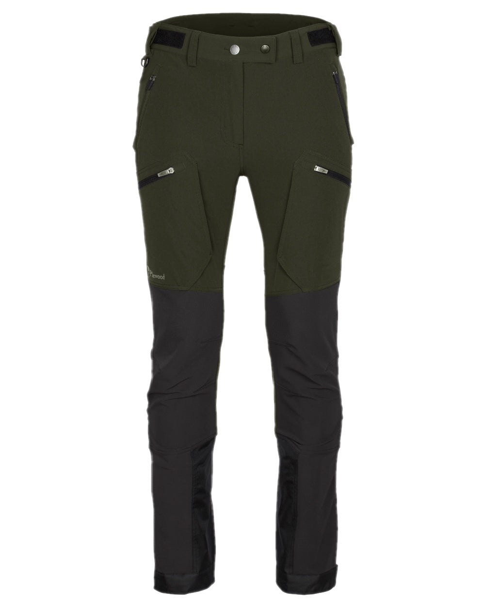 Moss Green Coloured Pinewood Womens Abisko Adventure Trousers on white background 