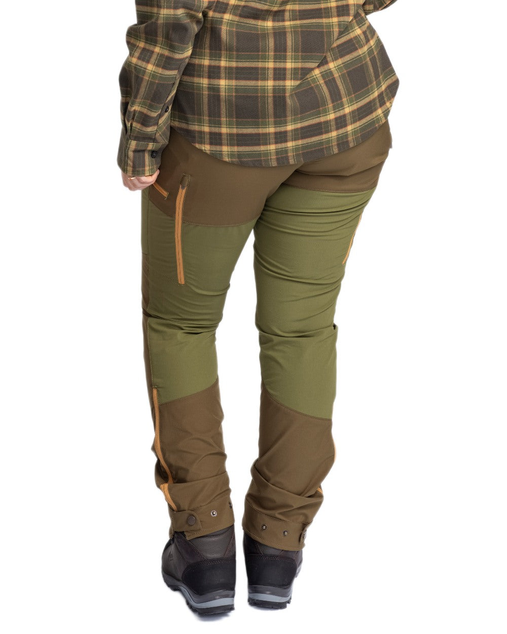 Leaf Hunting Olive Coloured Pinewood Womens Abisko Brenton Trousers on white background 