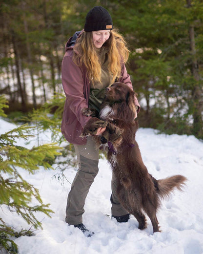 Mole Brown Coloured Pinewood Womens Abisko Brenton Trousers on forest background 