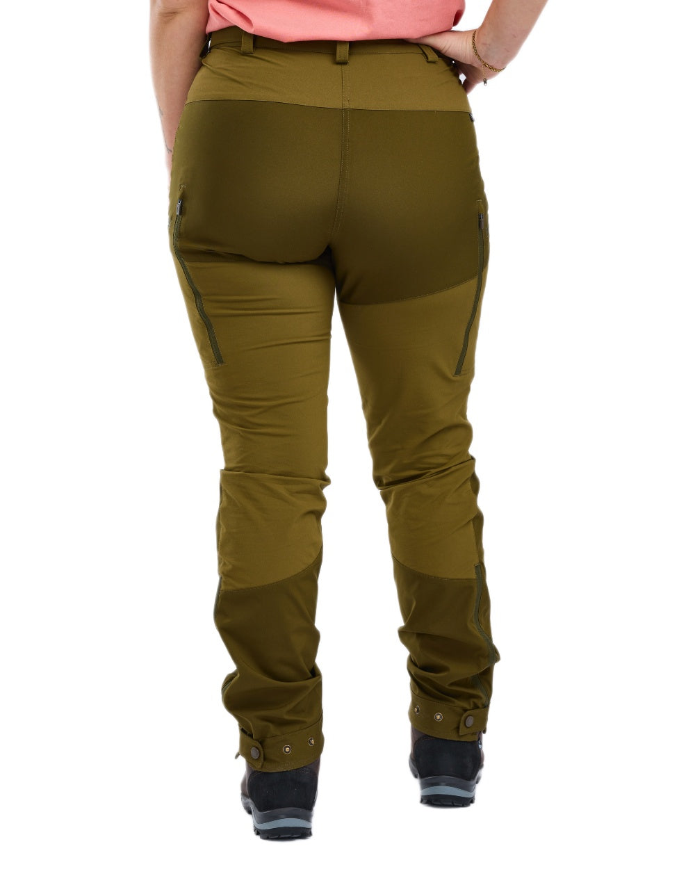 Olive Green Hunting Olive Coloured Pinewood Womens Abisko Brenton Trousers on white background 