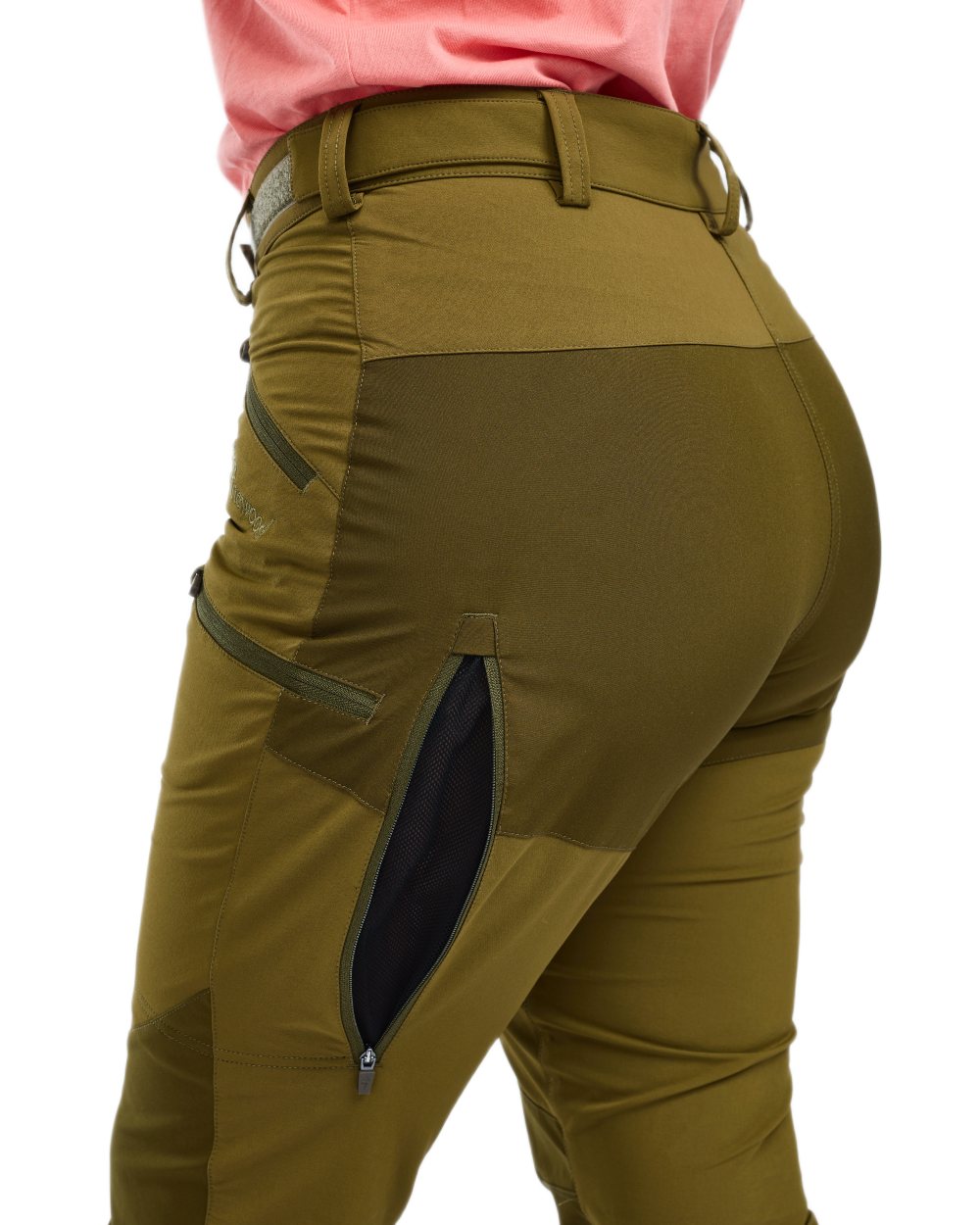 Olive Green Hunting Olive Coloured Pinewood Womens Abisko Brenton Trousers on white background 
